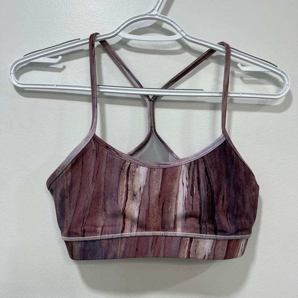 Lululemon Flow Y Bra IV Womens 6 Athletic Racerback Purple Gray‎ Supportive